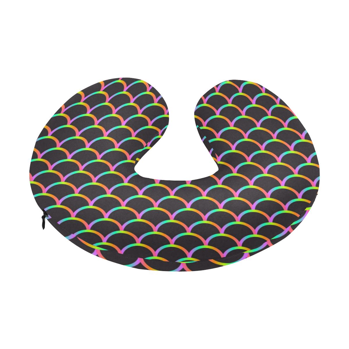 Mermaid Tail Rainbow Design Print U-Shaped Travel Neck Pillow-JTAMIGO.COM