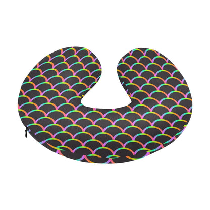 Mermaid Tail Rainbow Design Print U-Shaped Travel Neck Pillow-JTAMIGO.COM