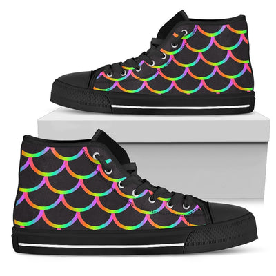 Mermaid Tail Rainbow Design Print Women High Top Shoes