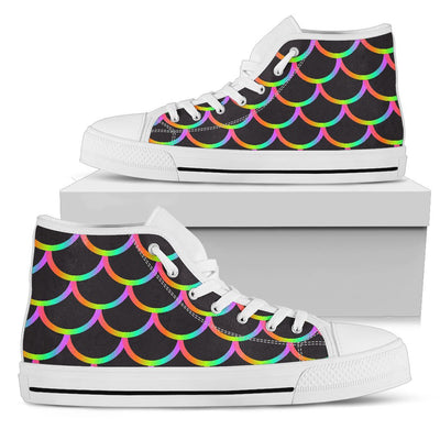 Mermaid Tail Rainbow Design Print Women High Top Shoes