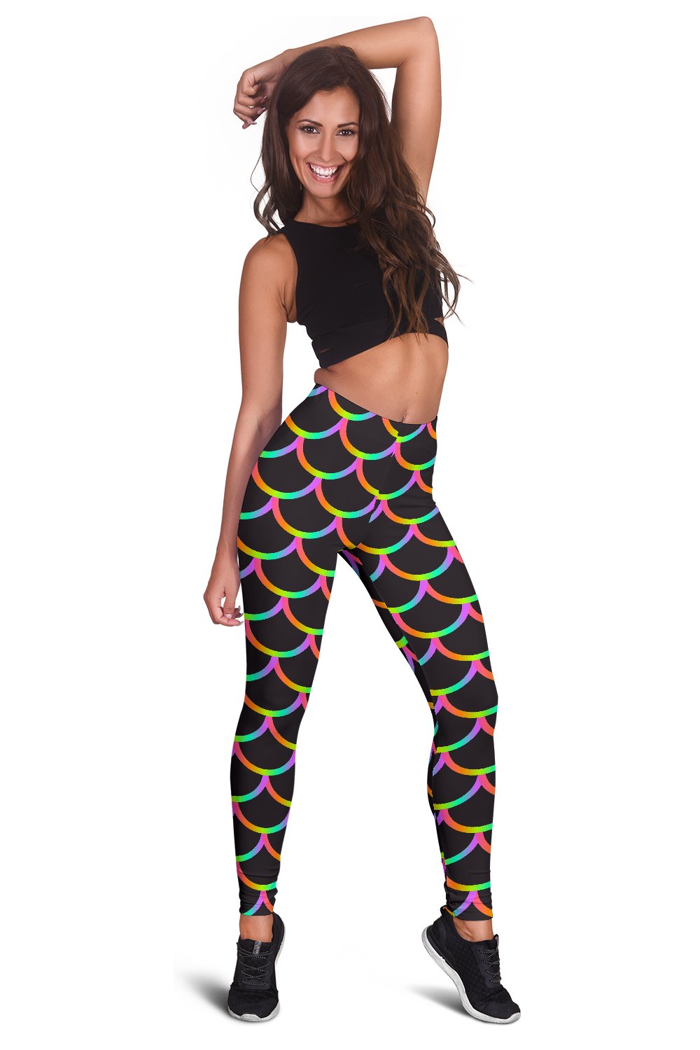 Mermaid Tail Rainbow Design Print Women Leggings