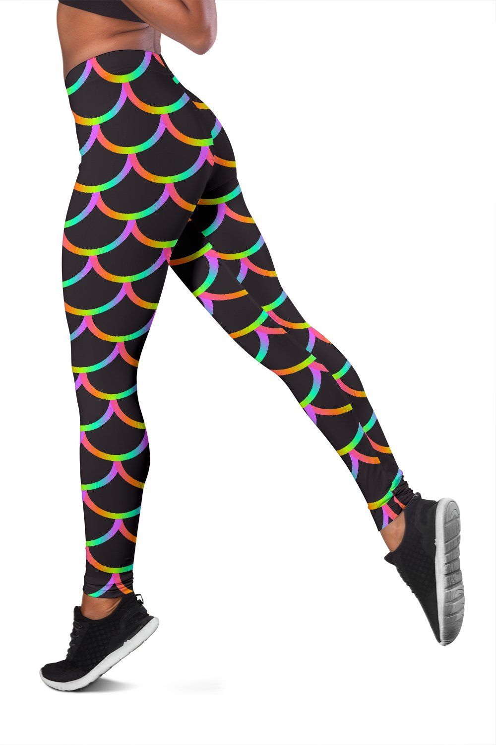 Mermaid Tail Rainbow Design Print Women Leggings