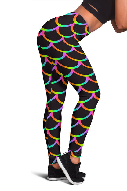 Mermaid Tail Rainbow Design Print Women Leggings