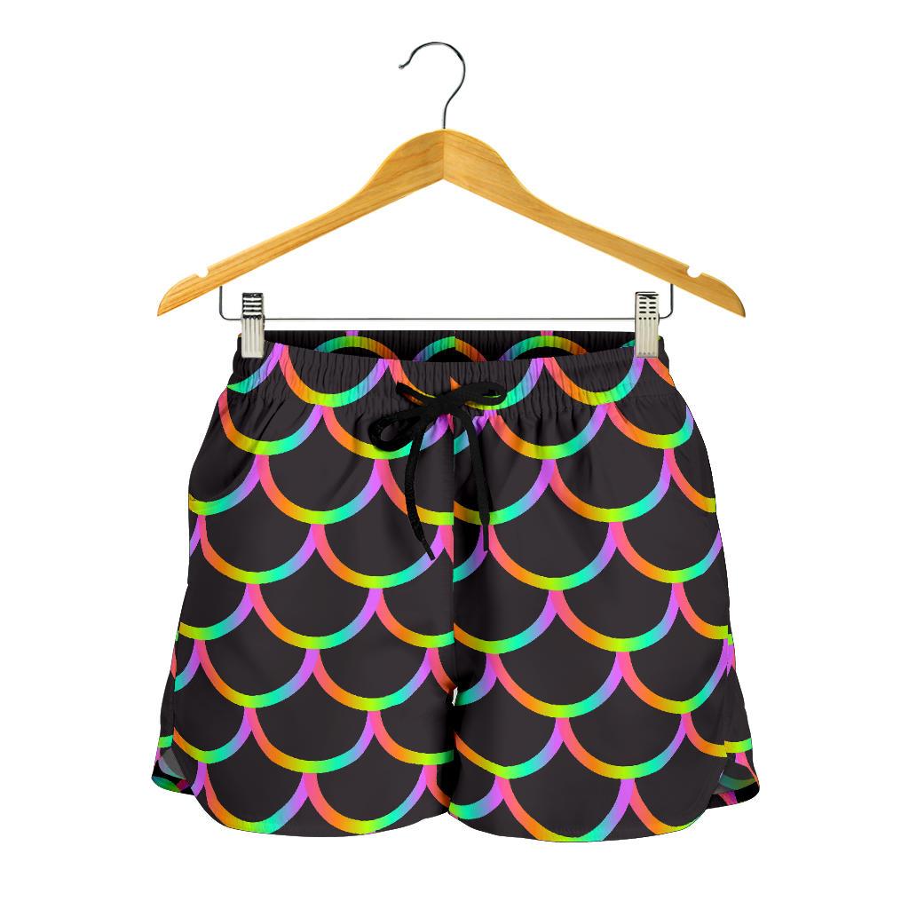 Mermaid Tail Rainbow Design Print Women Shorts-JTAMIGO.COM