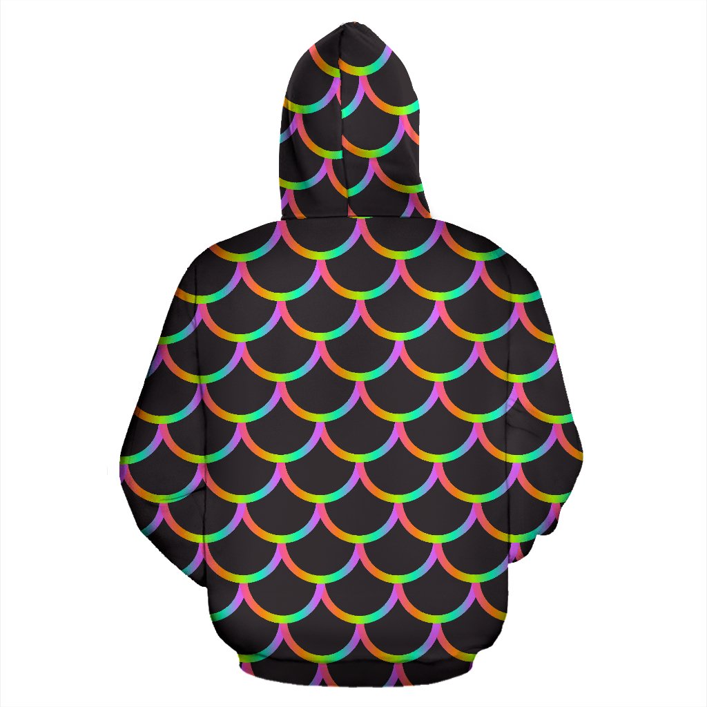 Mermaid Tail Rainbow Design Print Zip Up Hoodie