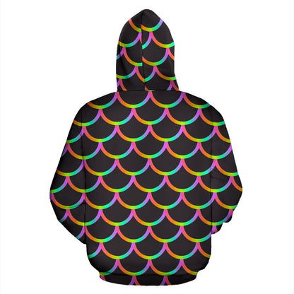 Mermaid Tail Rainbow Design Print Zip Up Hoodie