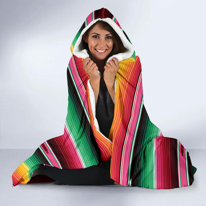 Mexican Blanket Classic Print Pattern Hooded Blanket-JTAMIGO.COM