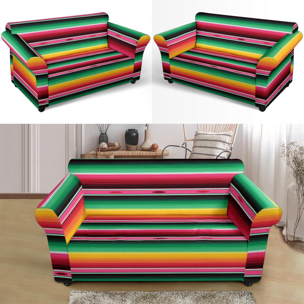 Mexican Blanket Classic Print Pattern Loveseat Slipcover-JTAMIGO.COM