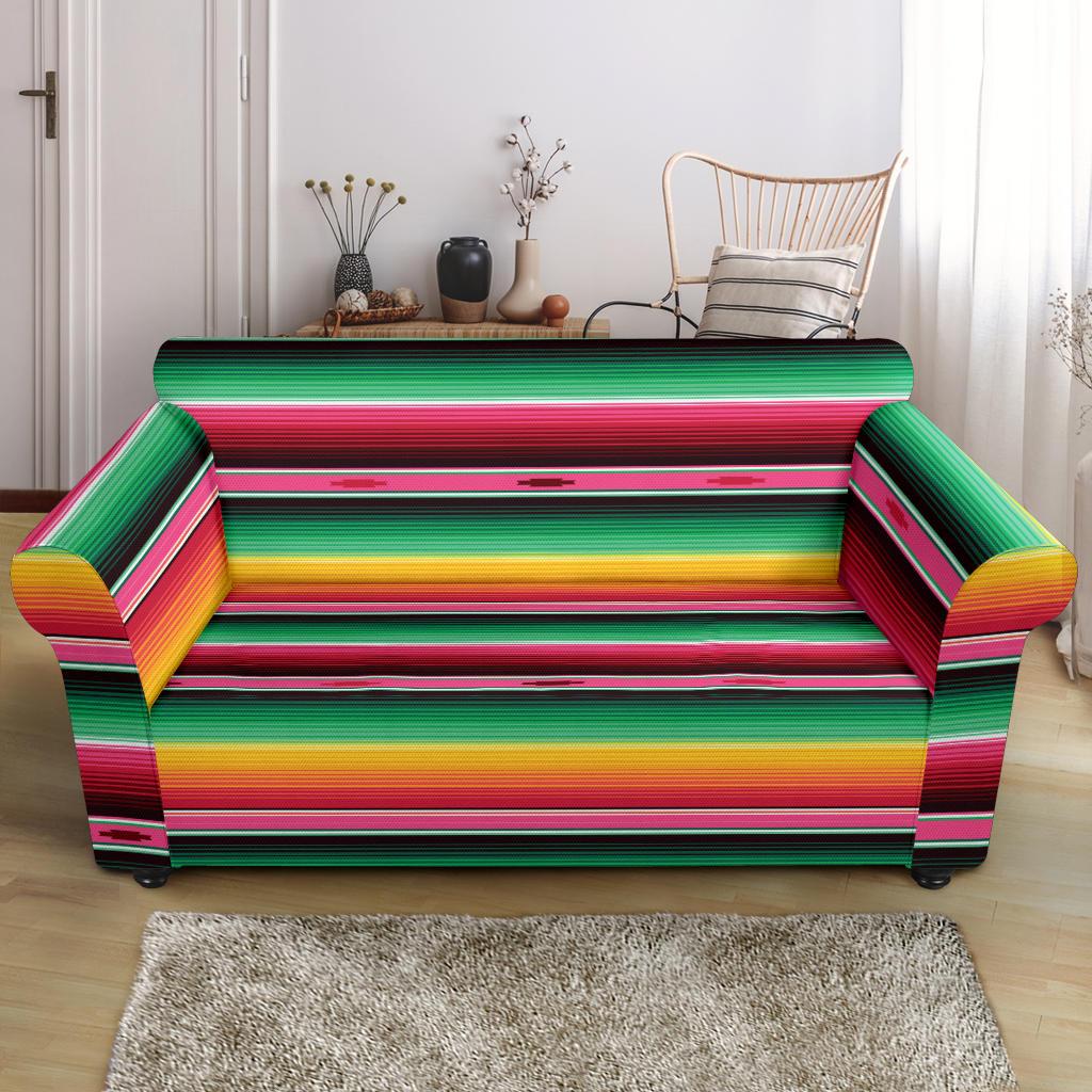 Mexican Blanket Classic Print Pattern Loveseat Slipcover-JTAMIGO.COM