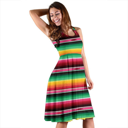 Mexican Blanket Classic Print Pattern Sleeveless Dress