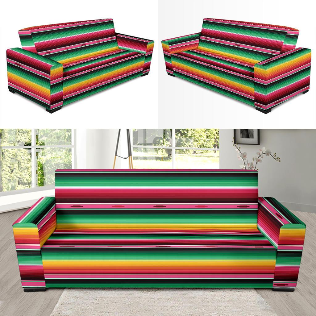 Mexican Blanket Classic Print Pattern Sofa Slipcover-JTAMIGO.COM
