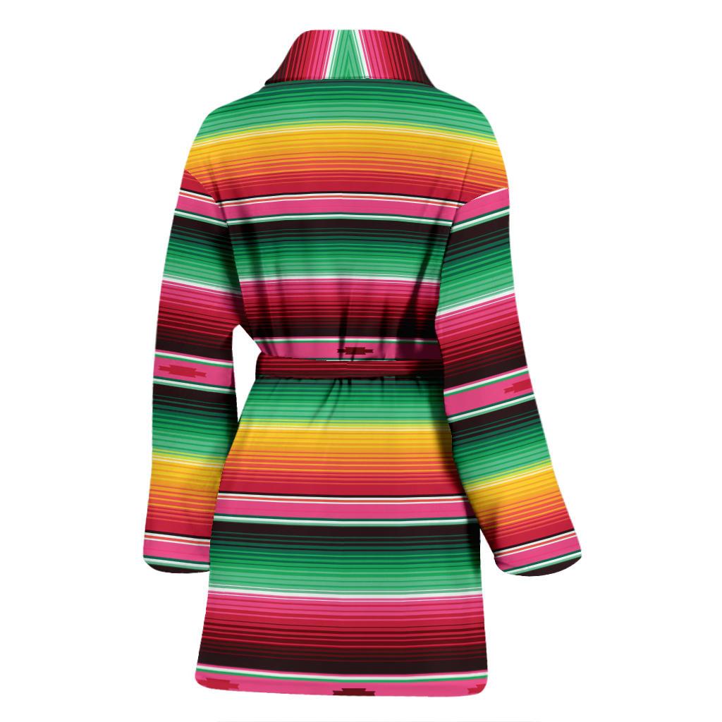 Mexican Blanket Classic Print Pattern Women Bath Robe-JTAMIGO.COM