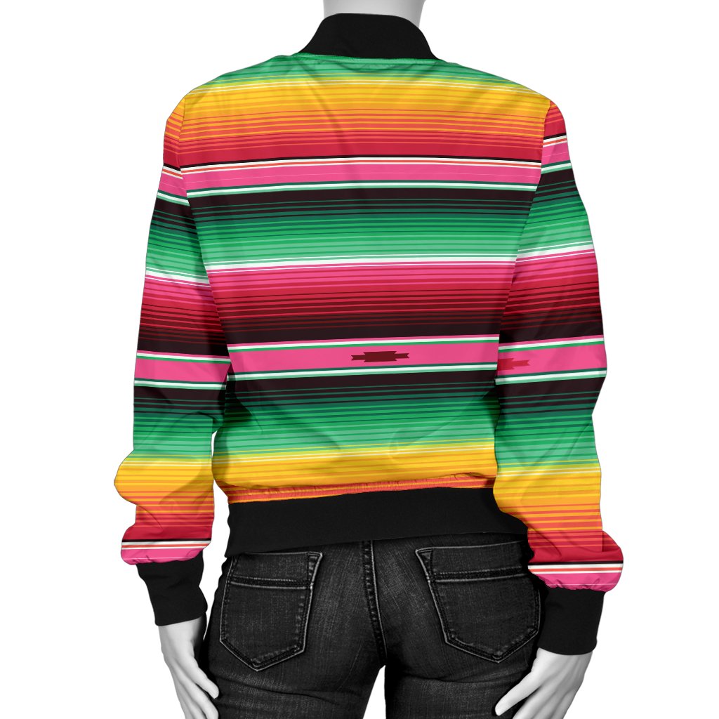 Mexican Blanket Classic Print Pattern Women Casual Bomber Jacket