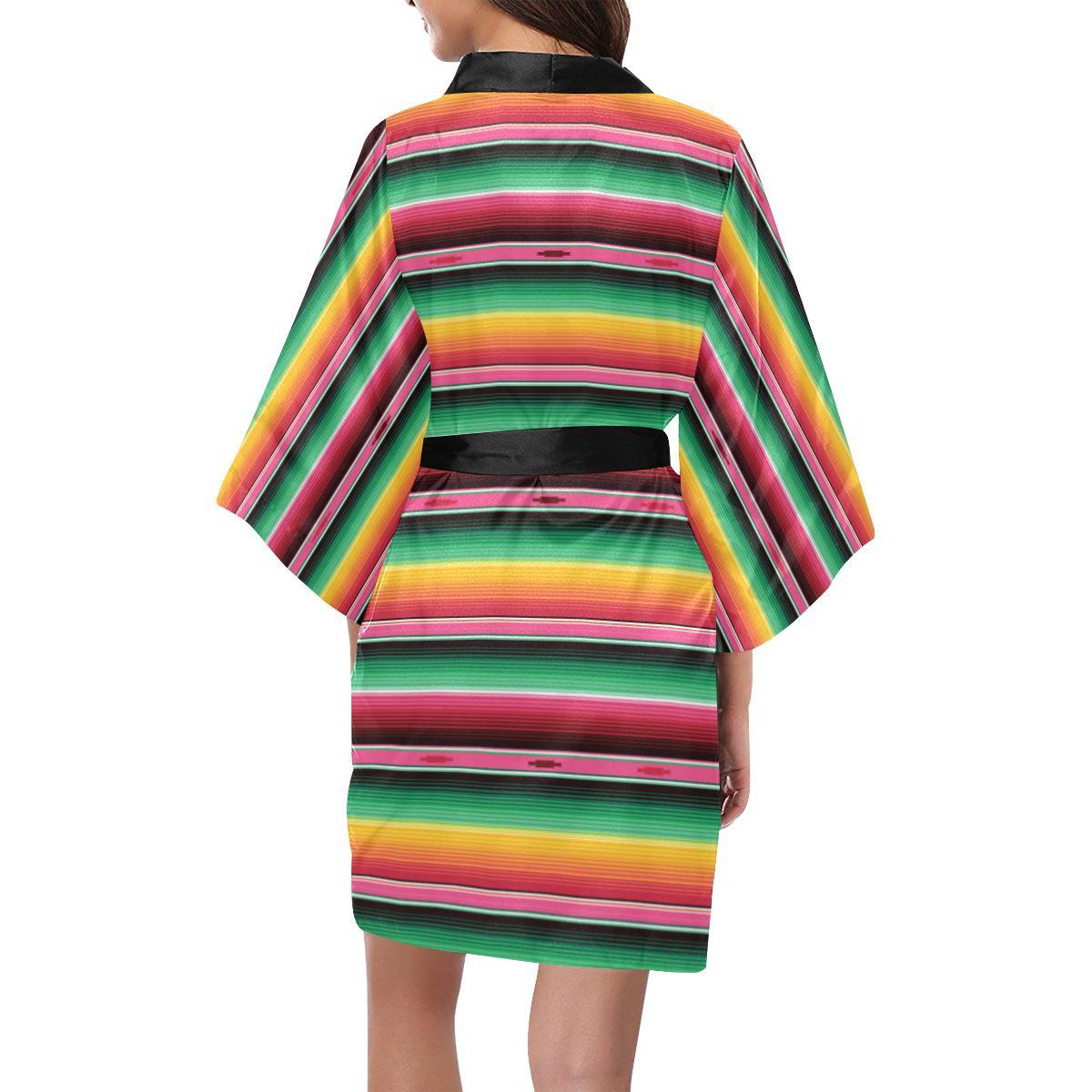 Mexican Blanket Classic Print Pattern Women Short Kimono Robe