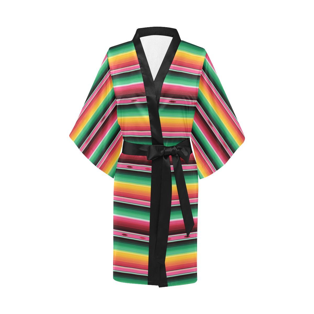 Mexican Blanket Classic Print Pattern Women Short Kimono Robe