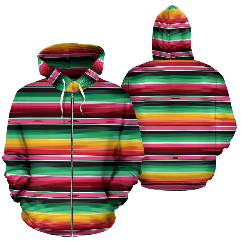 Mexican Blanket Classic Print Pattern Zip Up Hoodie