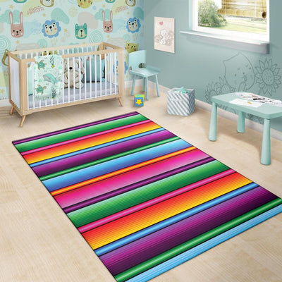 Mexican Blanket Colorful Print Pattern Area Rugs-JTAMIGO.COM