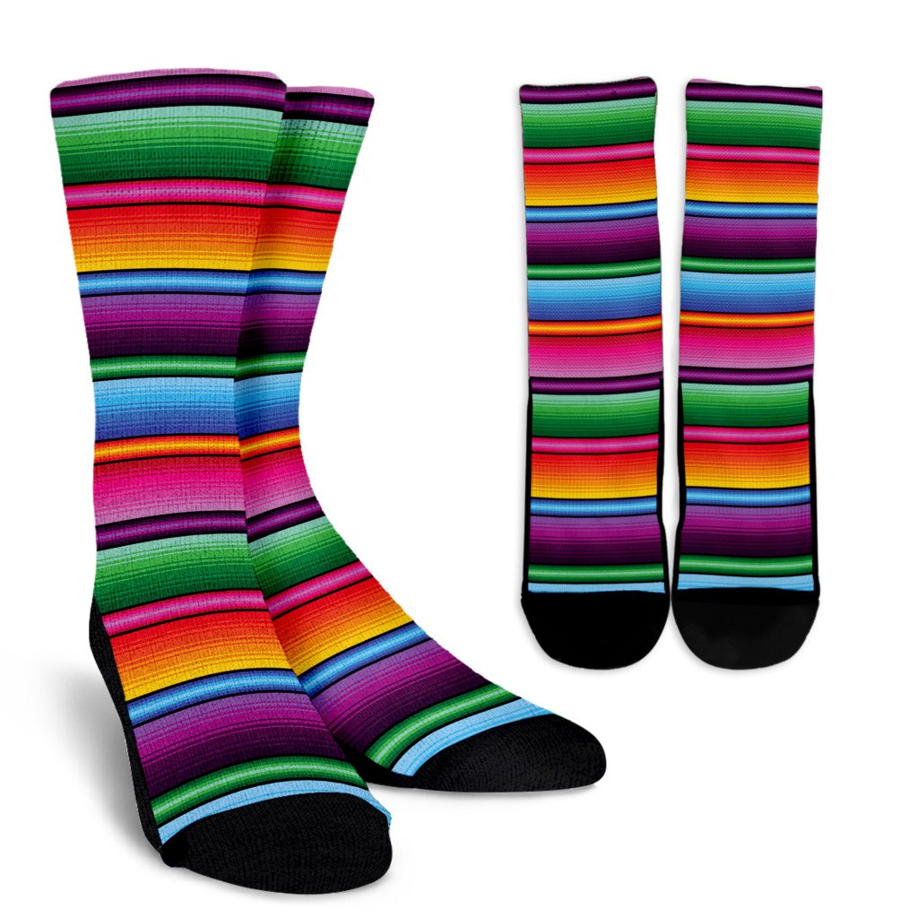 Mexican Blanket Colorful Print Pattern Crew Socks