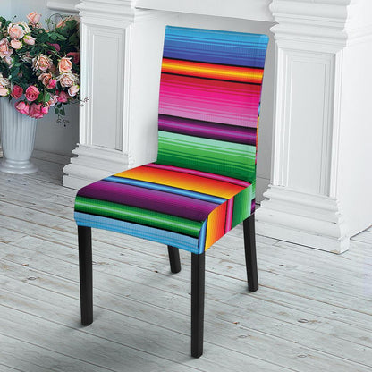 Mexican Blanket Colorful Print Pattern Dining Chair Slipcover-JTAMIGO.COM