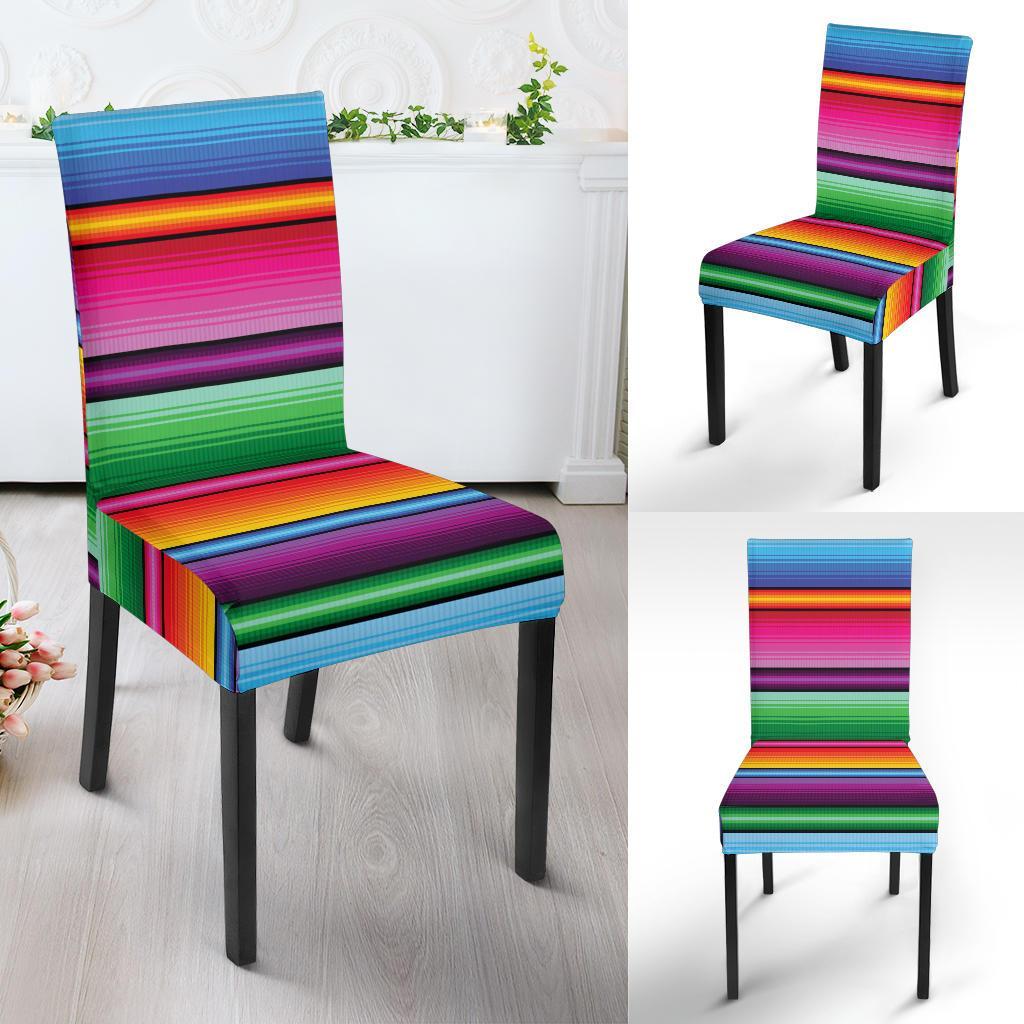 Mexican Blanket Colorful Print Pattern Dining Chair Slipcover-JTAMIGO.COM