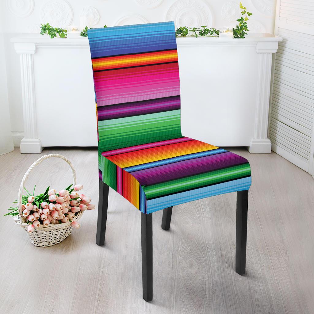 Mexican Blanket Colorful Print Pattern Dining Chair Slipcover-JTAMIGO.COM