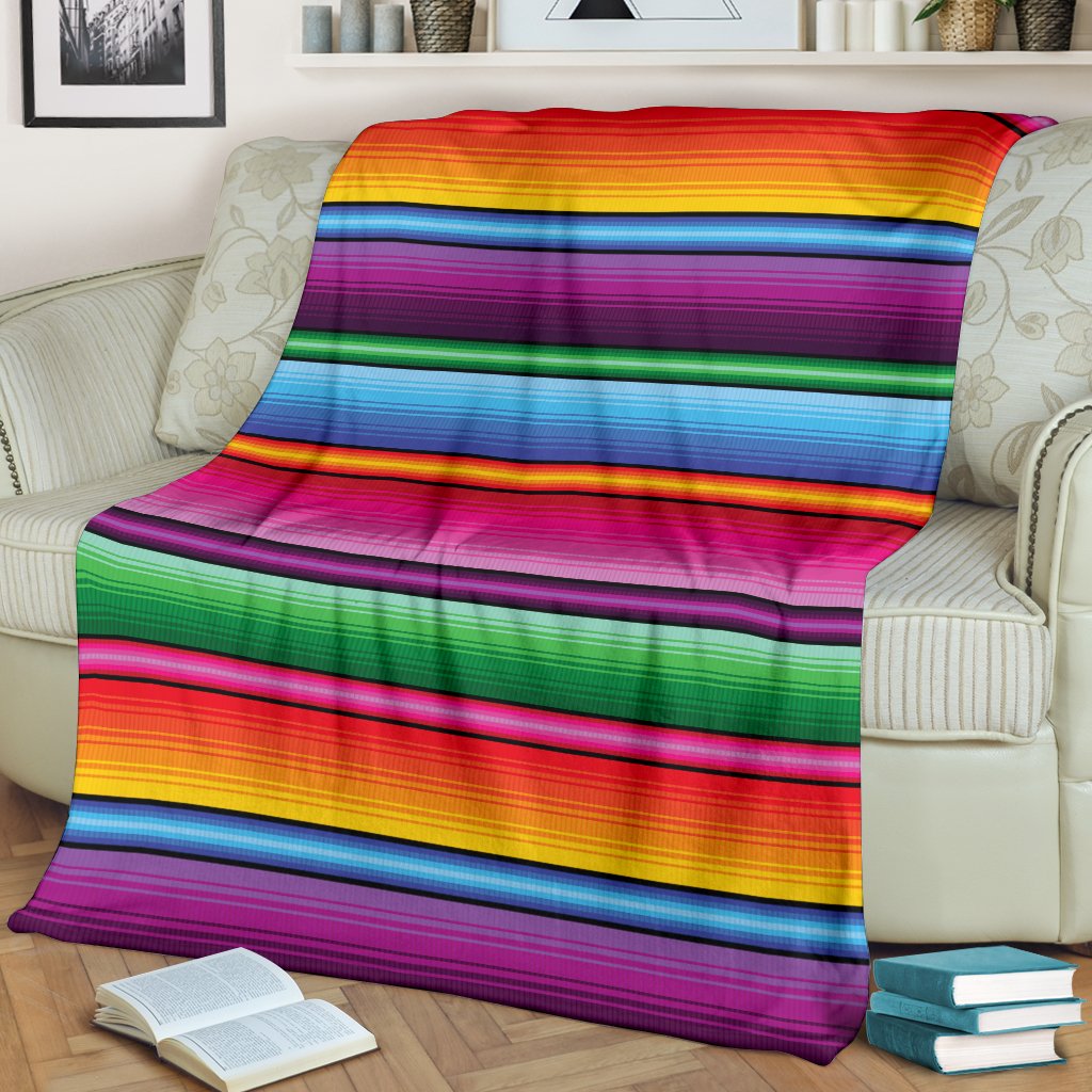 Mexican Blanket Colorful Print Pattern Fleece Blanket