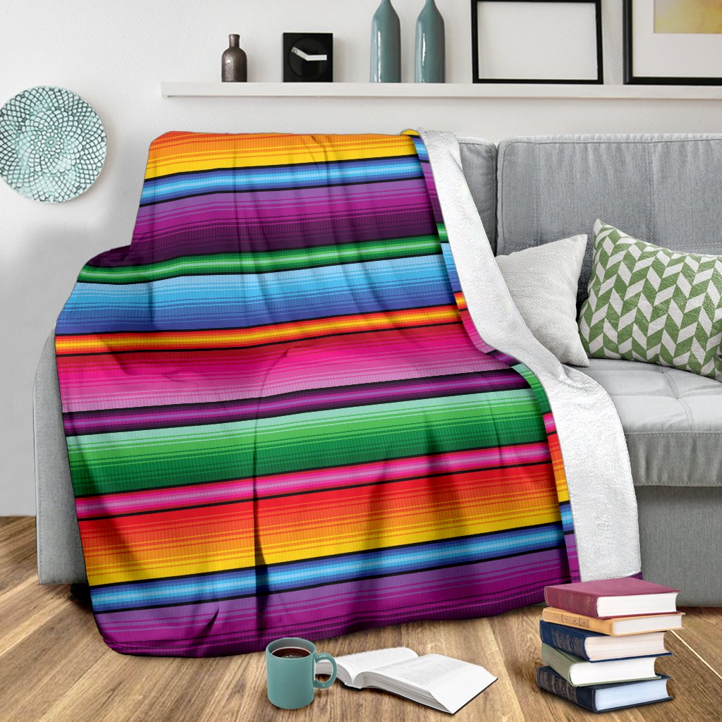 Mexican Blanket Colorful Print Pattern Fleece Blanket