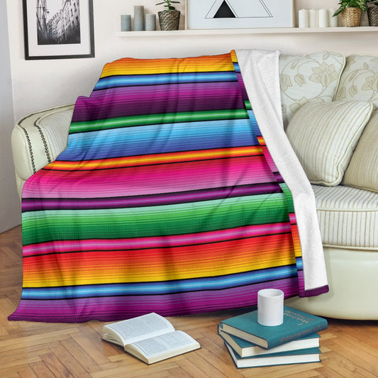 Mexican Blanket Colorful Print Pattern Fleece Blanket