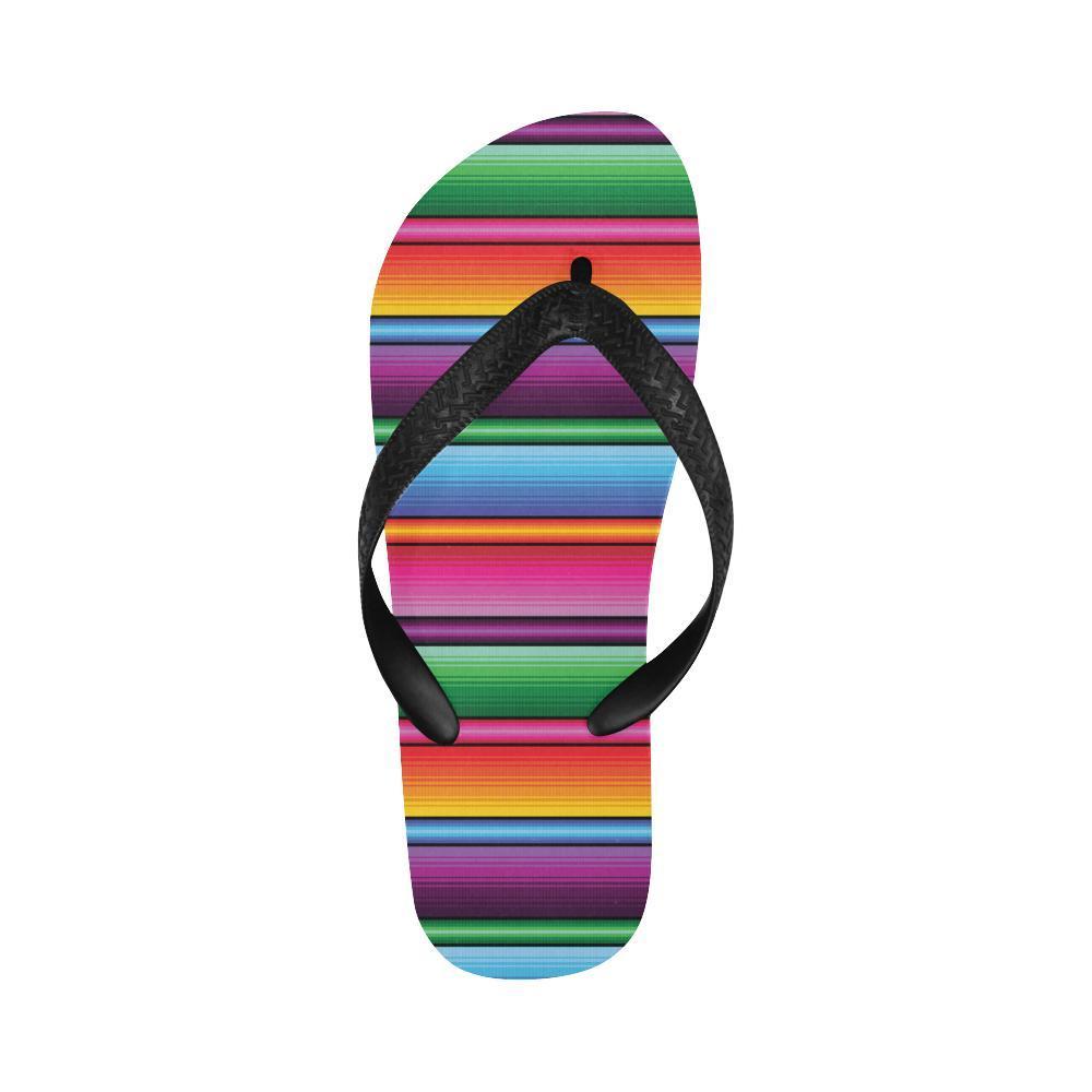 Mexican Blanket Colorful Print Pattern Flip Flops-JTAMIGO.COM