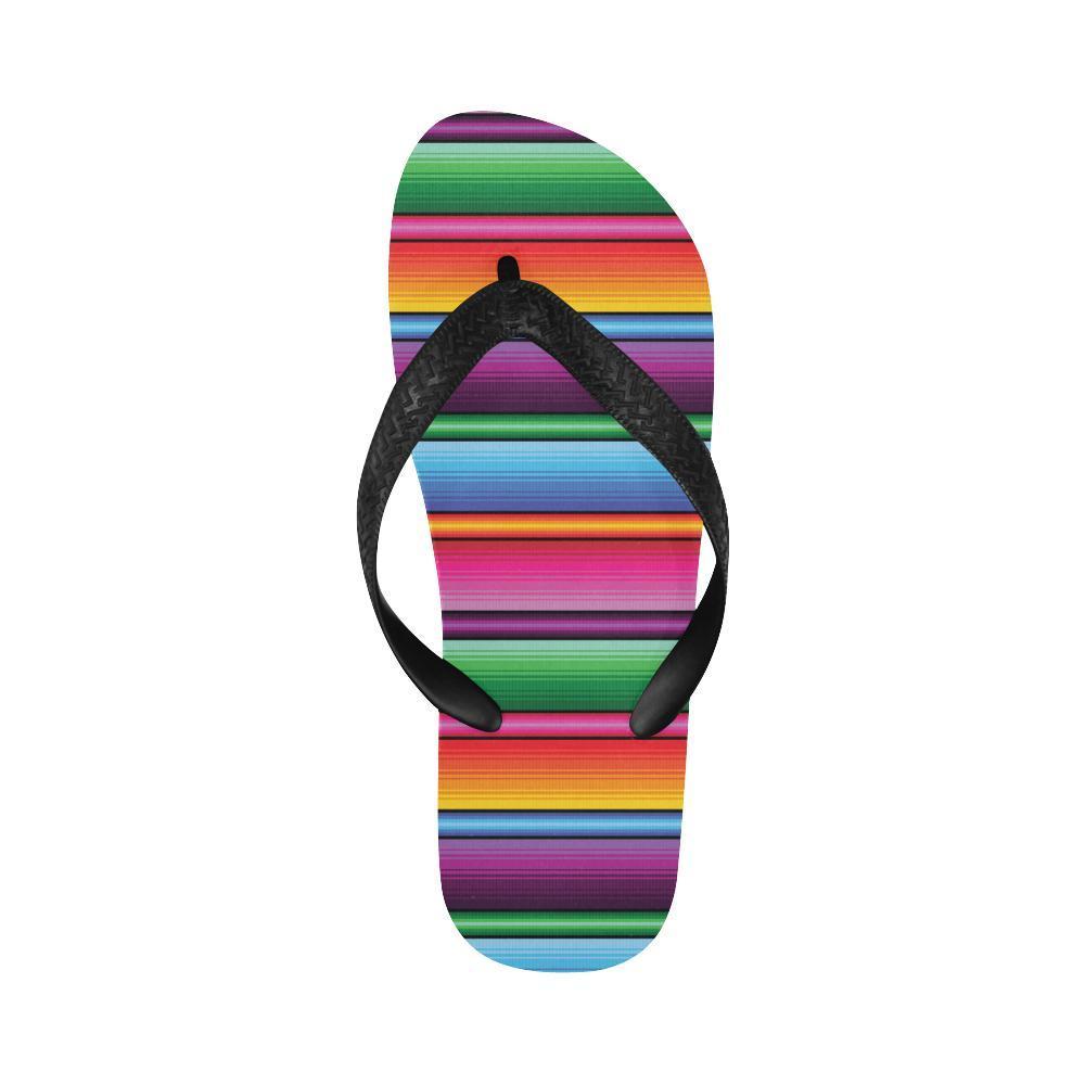 Mexican Blanket Colorful Print Pattern Flip Flops-JTAMIGO.COM