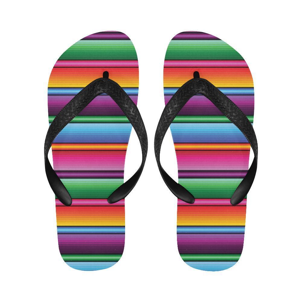 Mexican Blanket Colorful Print Pattern Flip Flops-JTAMIGO.COM