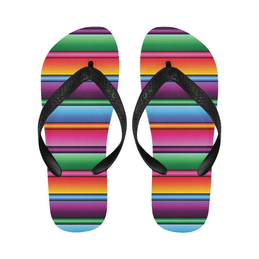 Mexican Blanket Colorful Print Pattern Flip Flops-JTAMIGO.COM