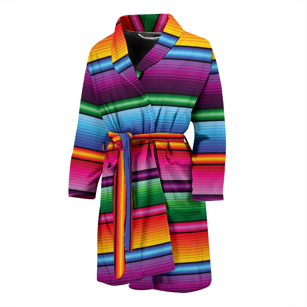 Mexican Blanket Colorful Print Pattern Men Bath Robe-JTAMIGO.COM