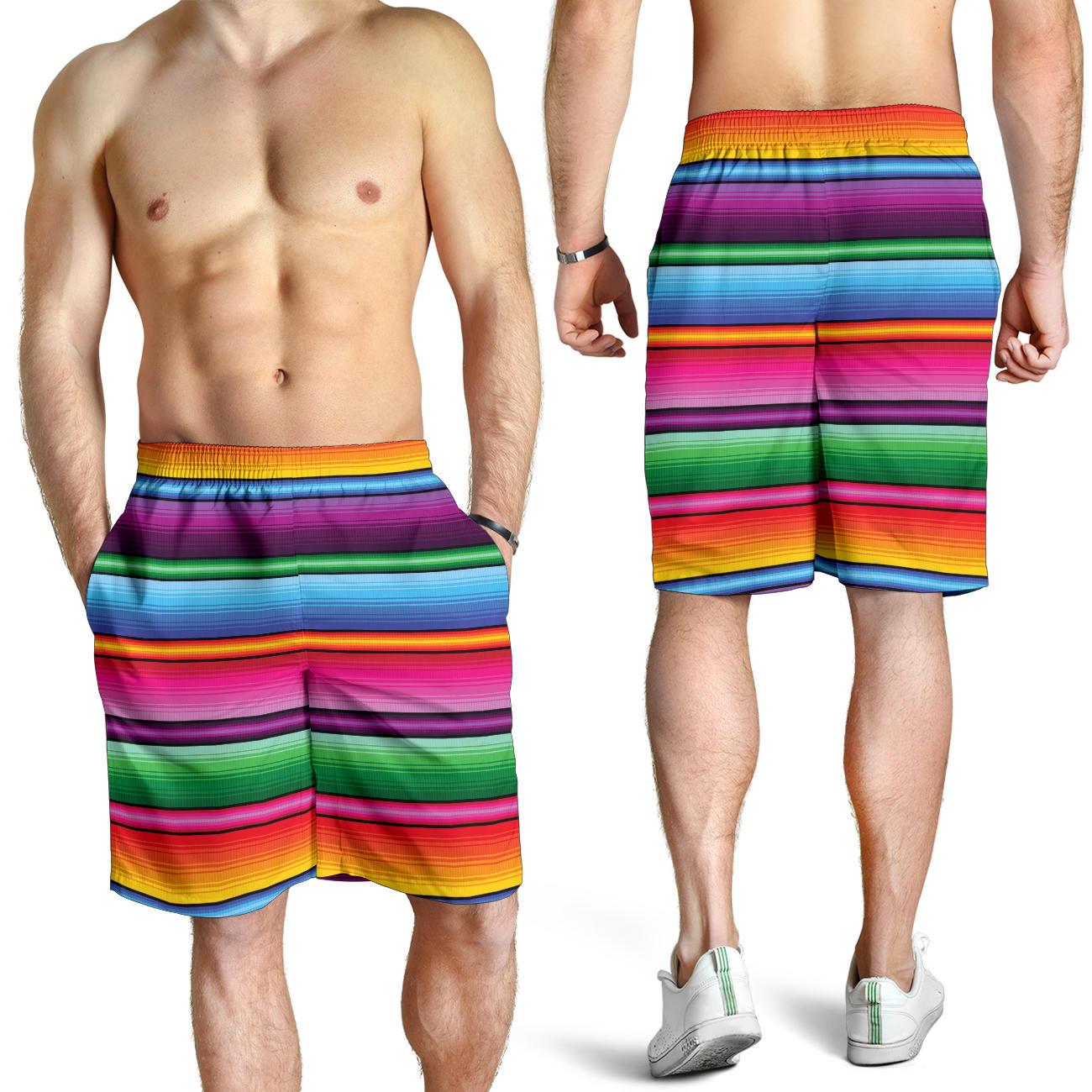 Mexican Blanket Colorful Print Pattern Mens Shorts-JTAMIGO.COM