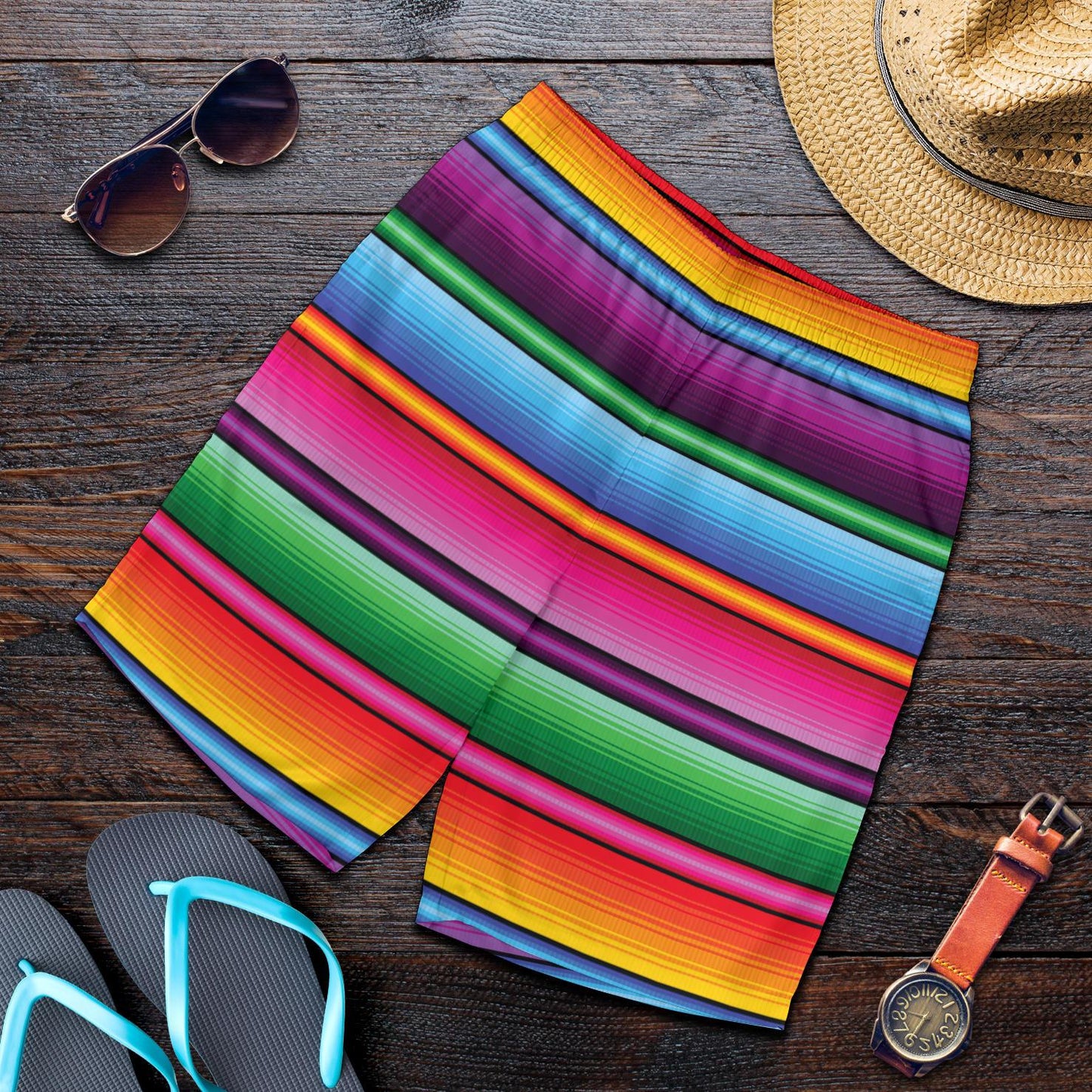 Mexican Blanket Colorful Print Pattern Mens Shorts-JTAMIGO.COM