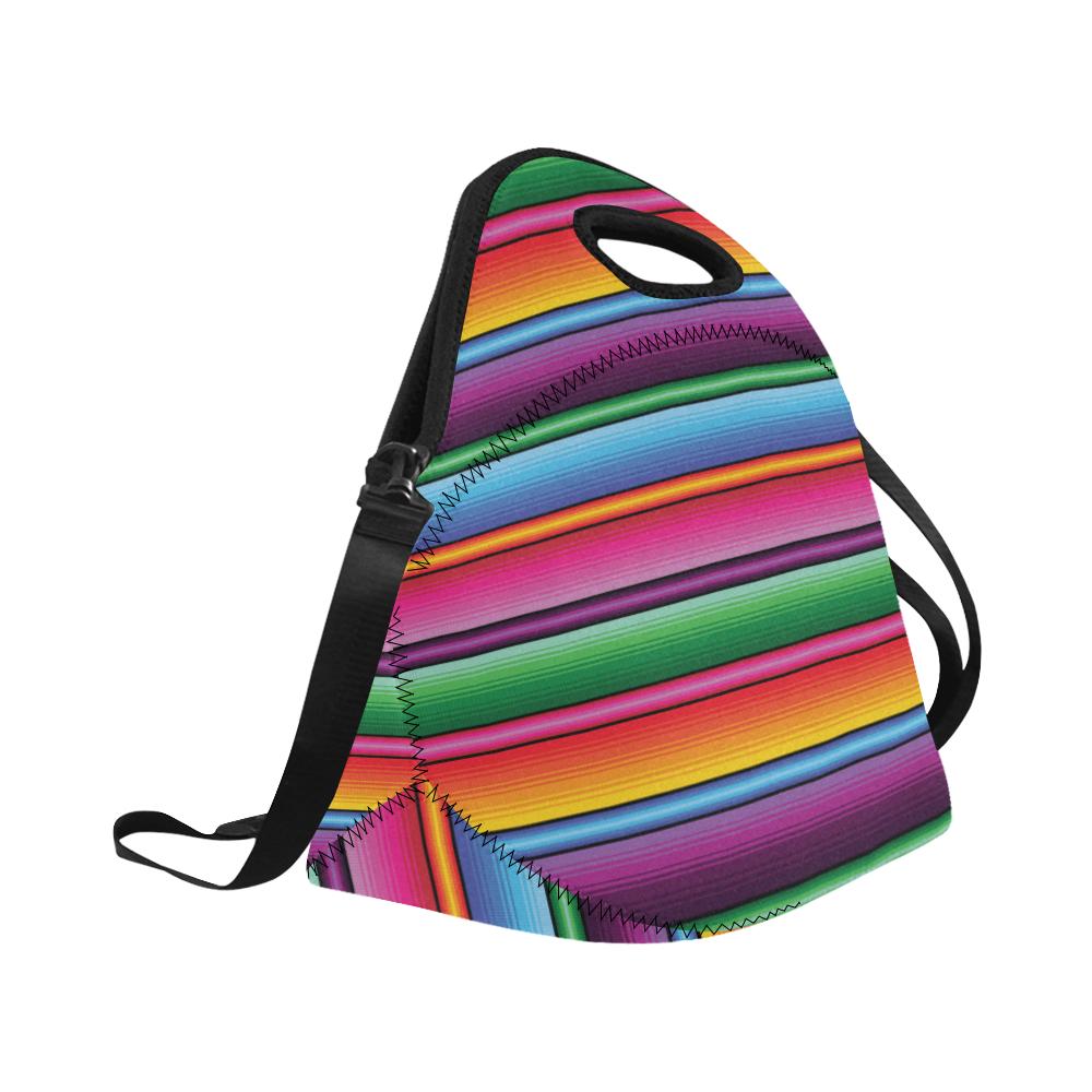 Mexican Blanket Colorful Print Pattern Neoprene Lunch Bag (Model 1669)(Large)-JTAMIGO.COM