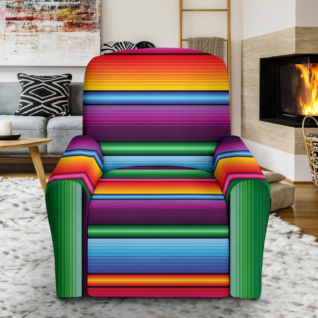 Mexican Blanket Colorful Print Pattern Single Sofa Slipcover -JTAMIGO.COM