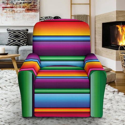 Mexican Blanket Colorful Print Pattern Single Sofa Slipcover -JTAMIGO.COM