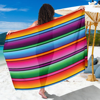 Mexican Blanket Colorful Print Pattern Sarong Pareo Wrap
