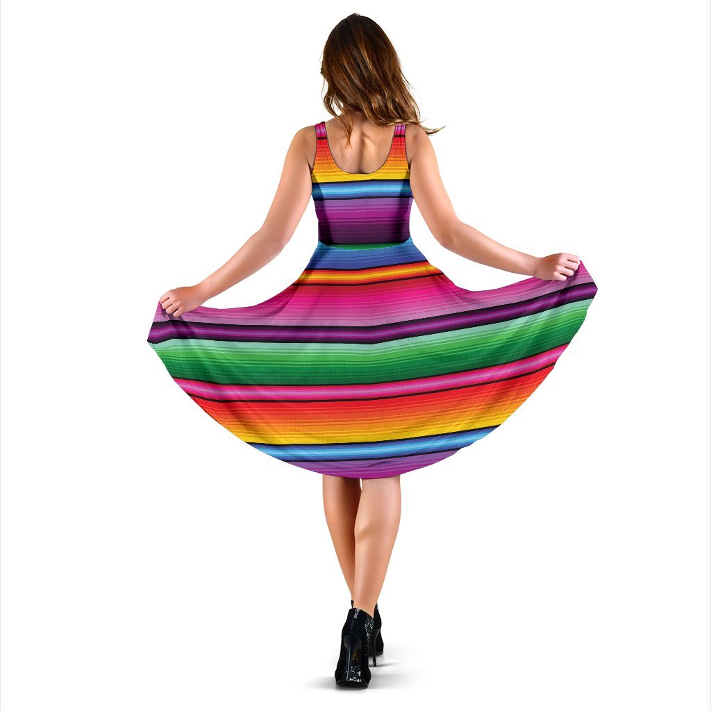 Mexican Blanket Colorful Print Pattern Sleeveless Dress - Copy