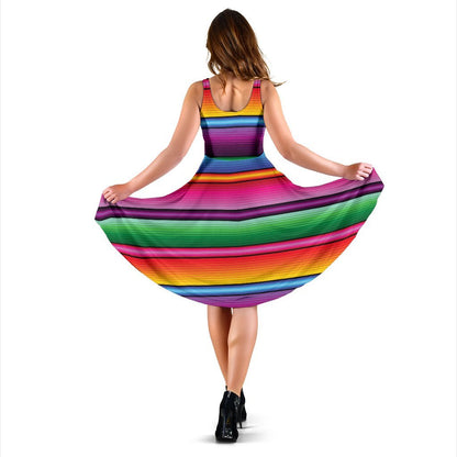 Mexican Blanket Colorful Print Pattern Sleeveless Dress - Copy