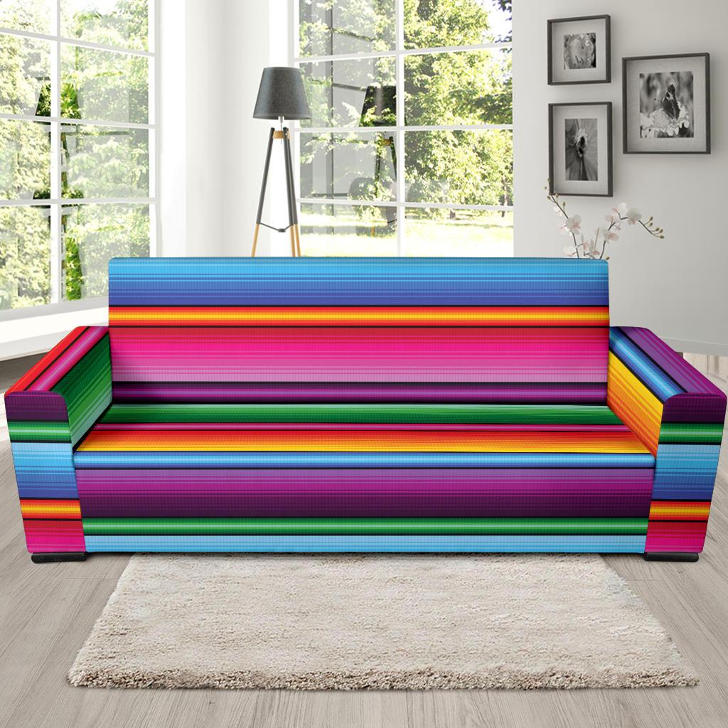 Mexican Blanket Colorful Print Pattern Sofa Slipcover-JTAMIGO.COM