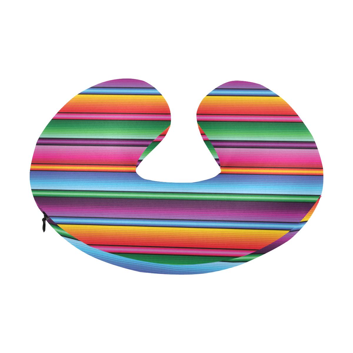 Mexican Blanket Colorful Print Pattern U-Shaped Travel Neck Pillow-JTAMIGO.COM