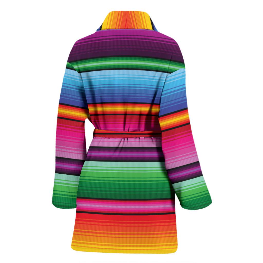 Mexican Blanket Colorful Print Pattern Women Bath Robe-JTAMIGO.COM