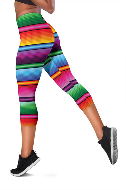 Mexican Blanket Colorful Print Pattern Women Capris