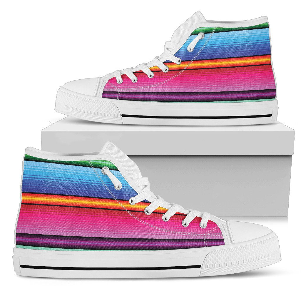 Mexican Blanket Colorful Print Pattern Women High Top Shoes