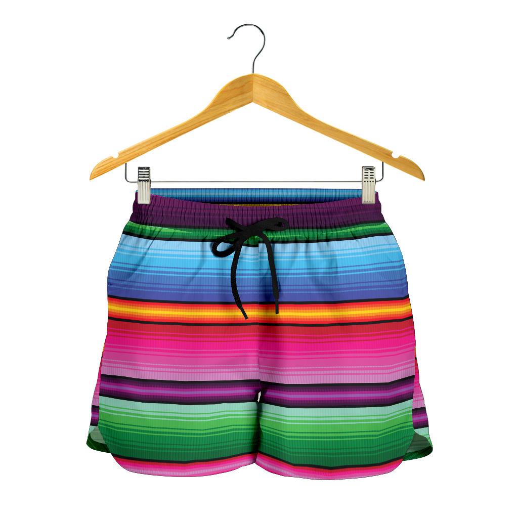 Mexican Blanket Colorful Print Pattern Women Shorts-JTAMIGO.COM