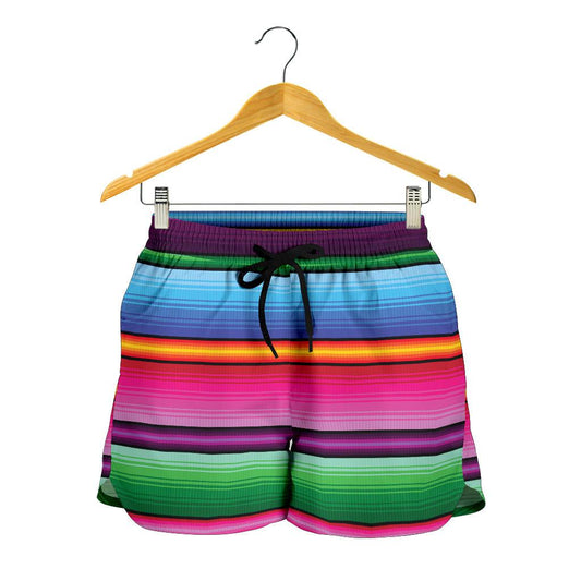 Mexican Blanket Colorful Print Pattern Women Shorts-JTAMIGO.COM