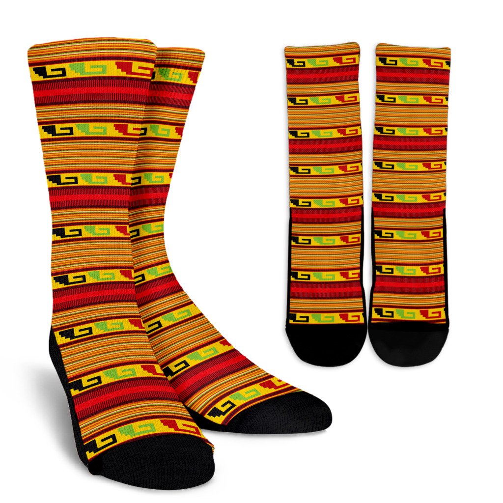 Mexican Blanket Ornament Print Pattern Crew Socks