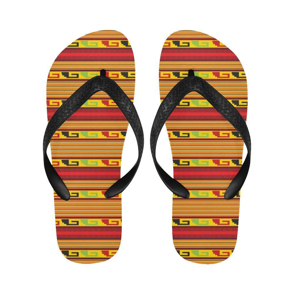 Mexican Blanket Ornament Print Pattern Flip Flops-JTAMIGO.COM